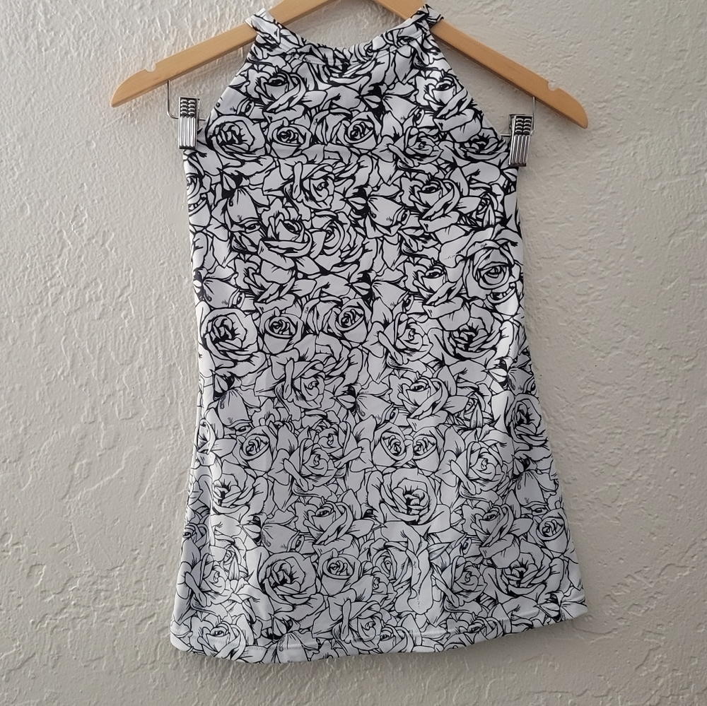KiraGrace High Neck Rose Print Tank Top Small